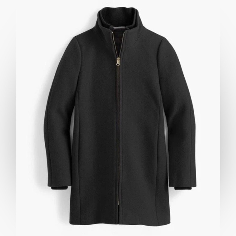J. Crew Black Italian Stadium Cloth Nello Gori Cocoon Coat NWT